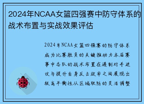 2024年NCAA女篮四强赛中防守体系的战术布置与实战效果评估